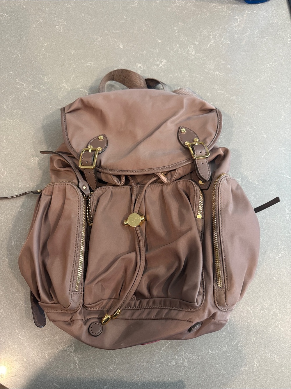 MZ Wallace Nylon Drawstring Backpack with Gold Hardware